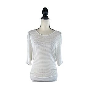 525 America Open Knit Mesh White Top Size Medium